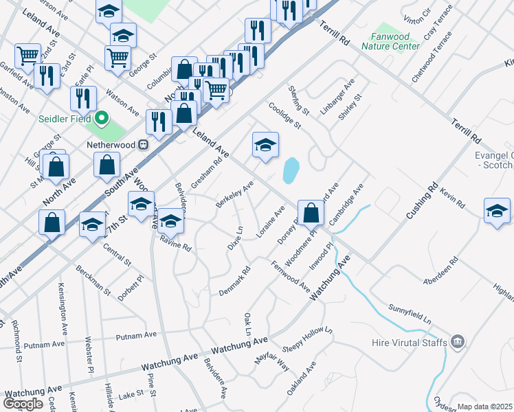 map of restaurants, bars, coffee shops, grocery stores, and more near 835-37 Osborne Avenue in Plainfield