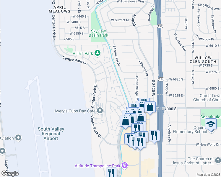 map of restaurants, bars, coffee shops, grocery stores, and more near 6862 South Crystal Downs Lane in West Jordan