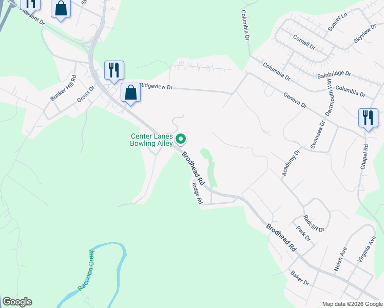 map of restaurants, bars, coffee shops, grocery stores, and more near 3064 Brodhead Road in Aliquippa