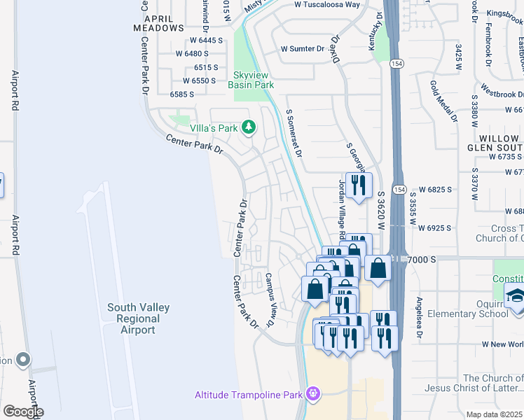 map of restaurants, bars, coffee shops, grocery stores, and more near 6878 ClaytonRidge Way in West Jordan