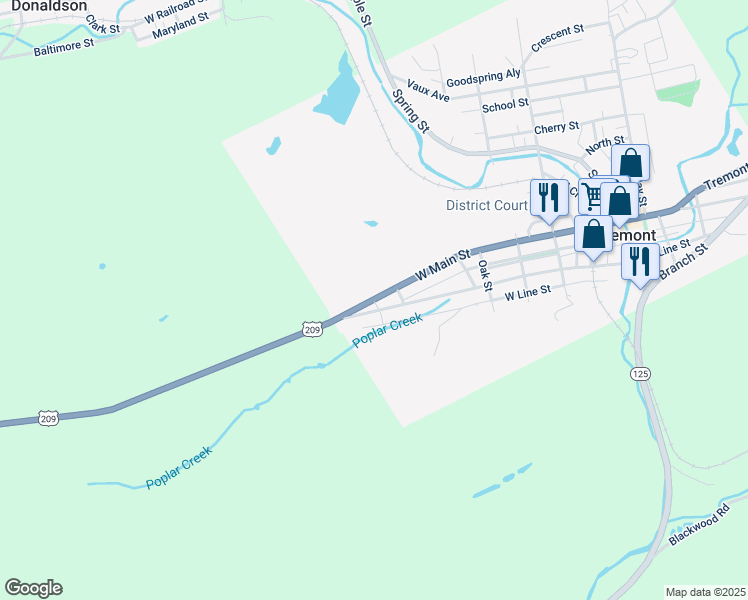 map of restaurants, bars, coffee shops, grocery stores, and more near 10 2nd Street in Tremont