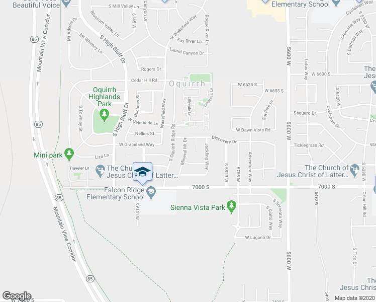 map of restaurants, bars, coffee shops, grocery stores, and more near 6884 Mineral Mount Drive in West Jordan