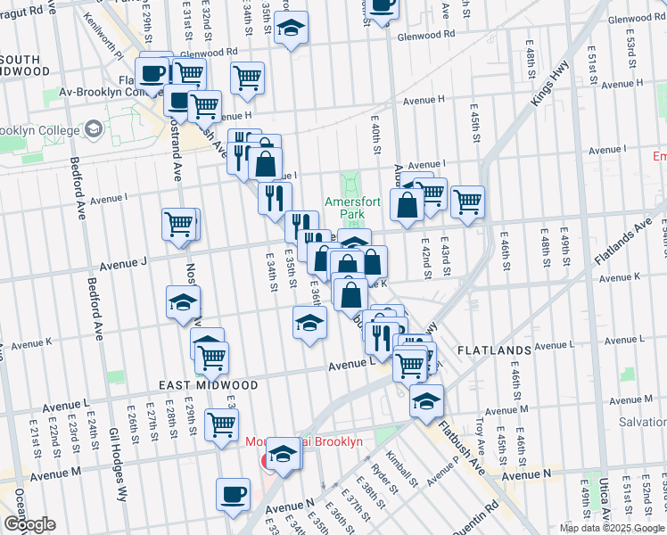 map of restaurants, bars, coffee shops, grocery stores, and more near in Brooklyn