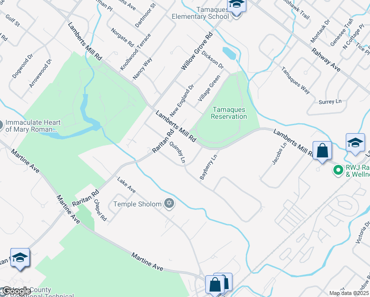 map of restaurants, bars, coffee shops, grocery stores, and more near 1887 Quimby Lane in Scotch Plains