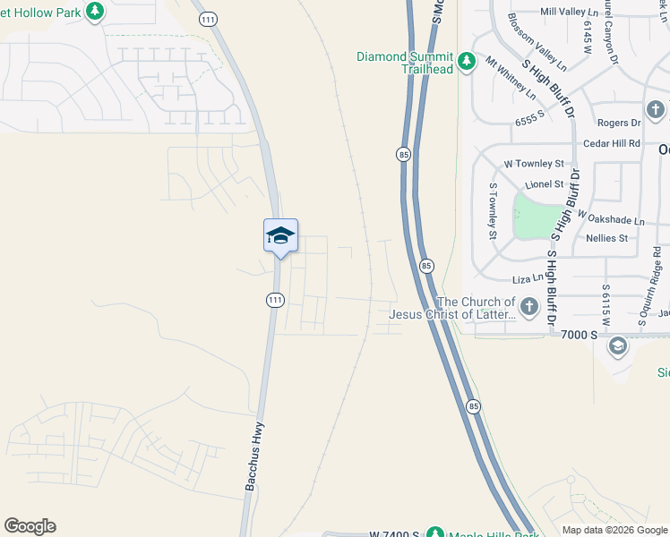 map of restaurants, bars, coffee shops, grocery stores, and more near 6866 South Mount Berry Road in West Jordan