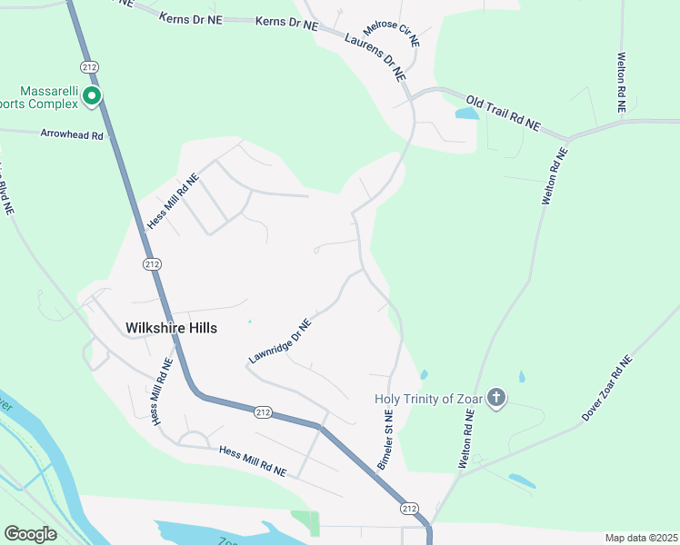 map of restaurants, bars, coffee shops, grocery stores, and more near 9997 Lawnridge Drive Northeast in Bolivar