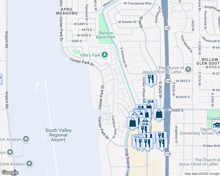 map of restaurants, bars, coffee shops, grocery stores, and more near 6868 Clayton Ridge Way in West Jordan