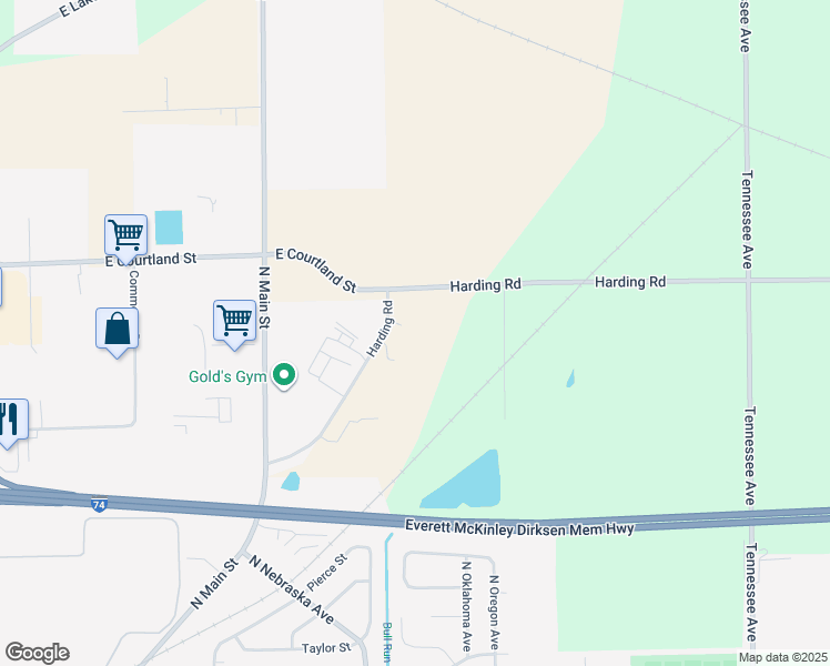 map of restaurants, bars, coffee shops, grocery stores, and more near 25775 Harding Road in Morton