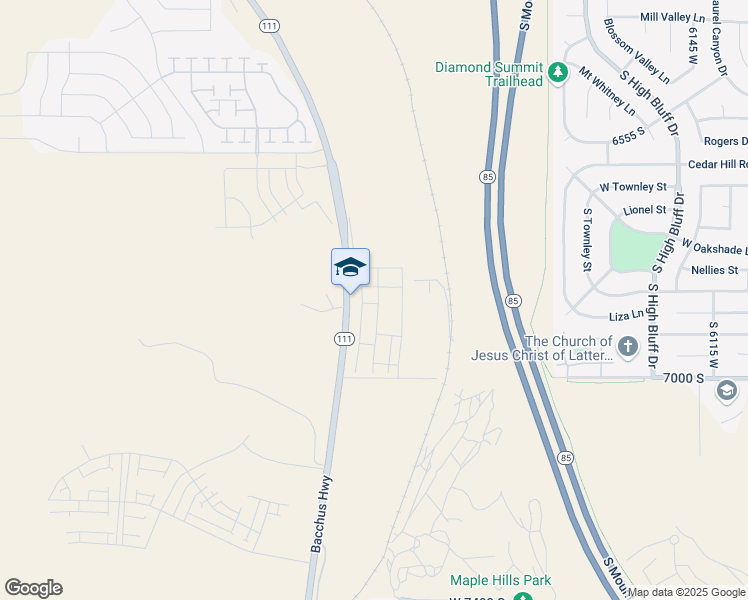 map of restaurants, bars, coffee shops, grocery stores, and more near 6858 South Mount Meek Drive in West Jordan