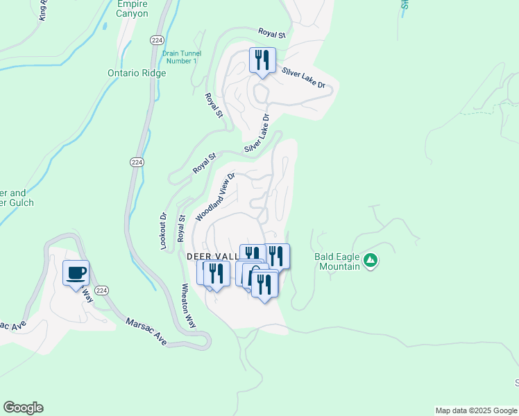 map of restaurants, bars, coffee shops, grocery stores, and more near 8198 Aspen Hollow in Park City