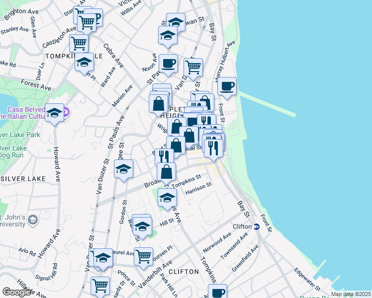 map of restaurants, bars, coffee shops, grocery stores, and more near in Staten Island
