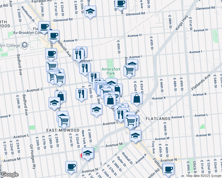 map of restaurants, bars, coffee shops, grocery stores, and more near in Brooklyn