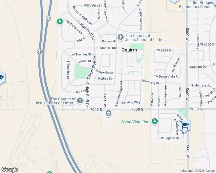 map of restaurants, bars, coffee shops, grocery stores, and more near 6093 Graceland Way in West Jordan