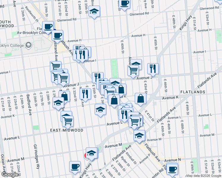map of restaurants, bars, coffee shops, grocery stores, and more near in Brooklyn