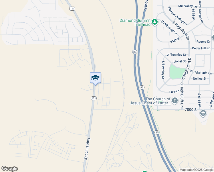 map of restaurants, bars, coffee shops, grocery stores, and more near 6850 South Static Peak Drive in West Jordan