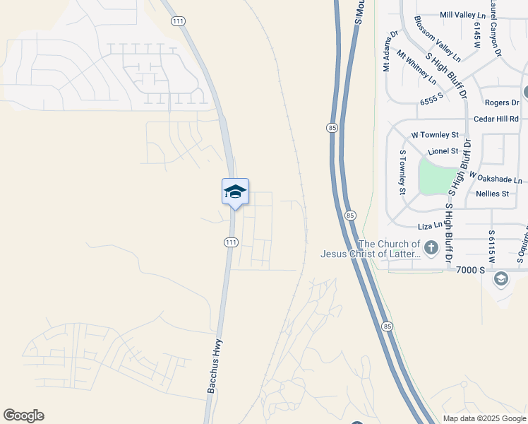 map of restaurants, bars, coffee shops, grocery stores, and more near 6850 South Static Peak Drive in West Jordan