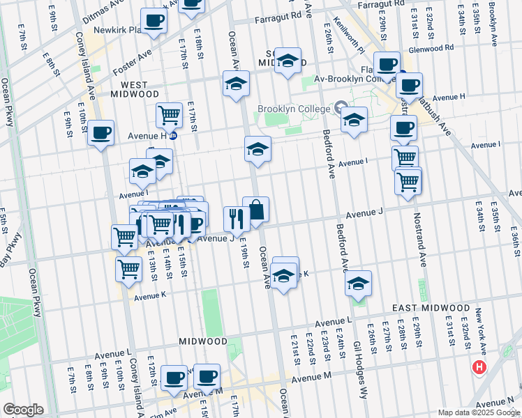 map of restaurants, bars, coffee shops, grocery stores, and more near in Brooklyn