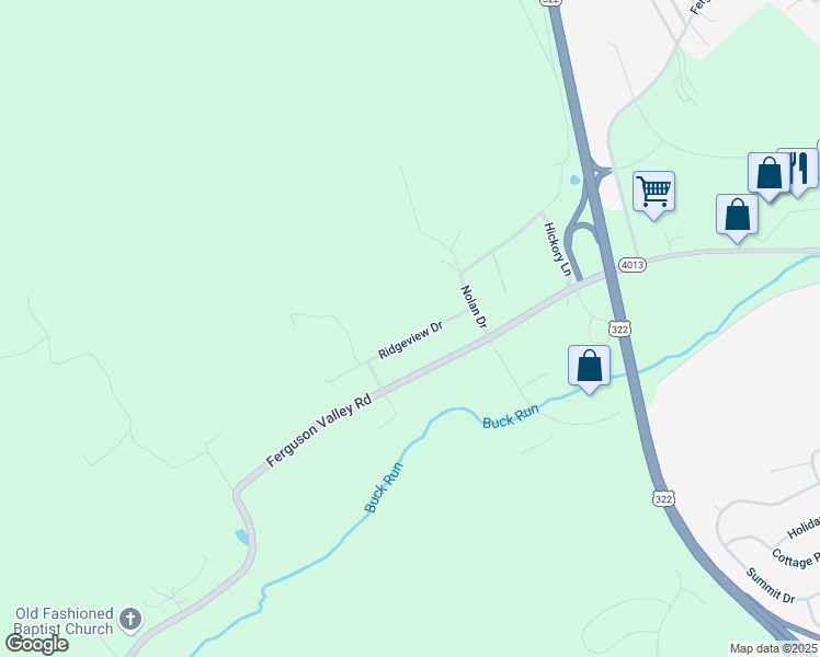 map of restaurants, bars, coffee shops, grocery stores, and more near 111 Ridgeview Drive in Lewistown