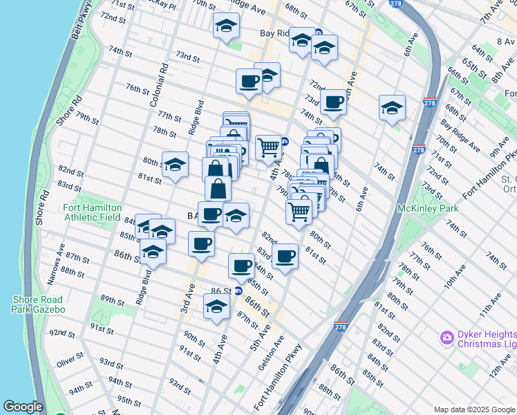 map of restaurants, bars, coffee shops, grocery stores, and more near in Brooklyn