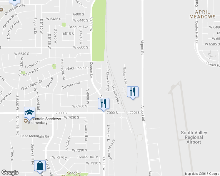 map of restaurants, bars, coffee shops, grocery stores, and more near 4767 Piagentini Way in West Jordan