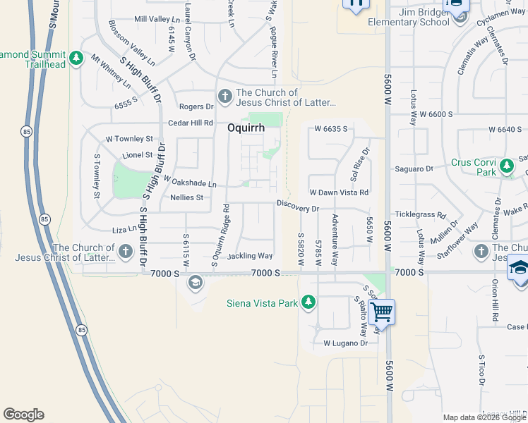 map of restaurants, bars, coffee shops, grocery stores, and more near 5918 Discovery Drive in West Jordan
