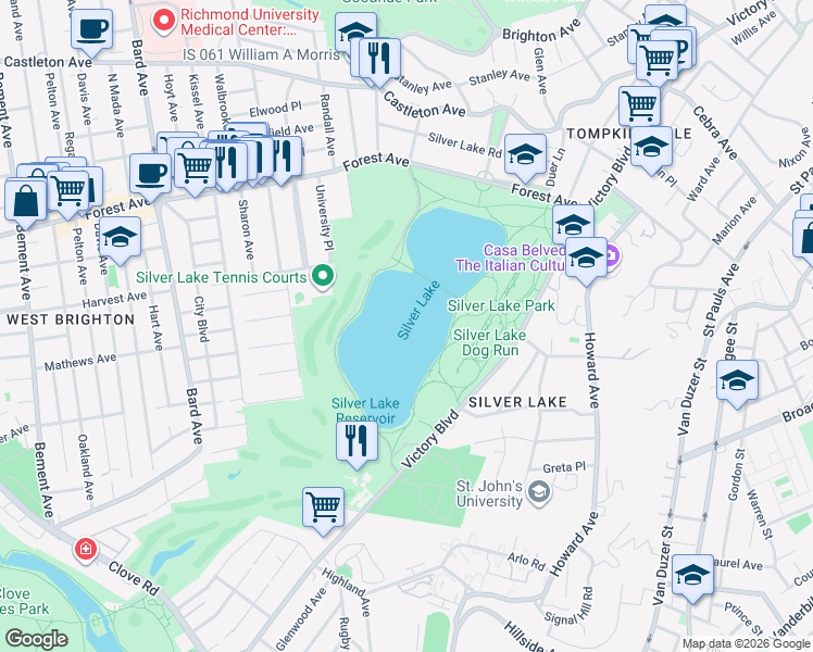 map of restaurants, bars, coffee shops, grocery stores, and more near in Staten Island
