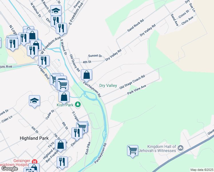 map of restaurants, bars, coffee shops, grocery stores, and more near 208 Glendale Avenue in Lewistown