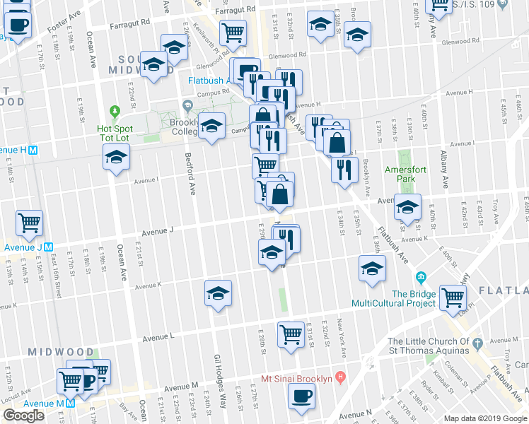 map of restaurants, bars, coffee shops, grocery stores, and more near in Brooklyn