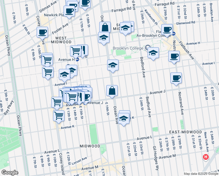 map of restaurants, bars, coffee shops, grocery stores, and more near in Brooklyn