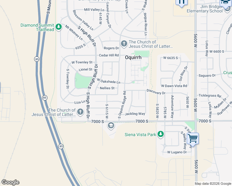 map of restaurants, bars, coffee shops, grocery stores, and more near 6062 Graceland Way in West Jordan