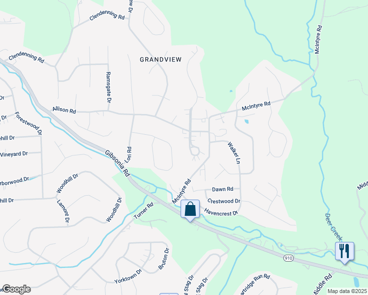 map of restaurants, bars, coffee shops, grocery stores, and more near 112 Canter Lane in Gibsonia