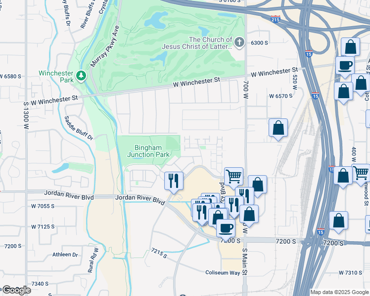 map of restaurants, bars, coffee shops, grocery stores, and more near South 950 West in Midvale