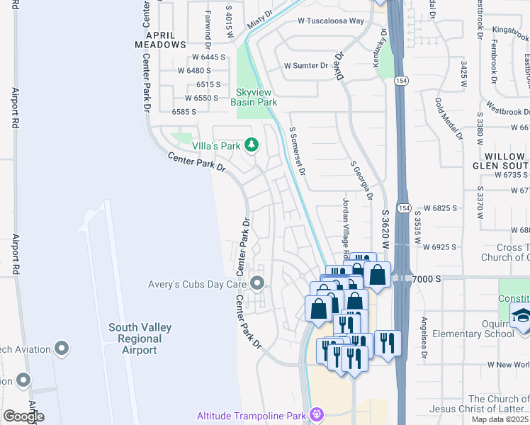 map of restaurants, bars, coffee shops, grocery stores, and more near 6792 Harbonne Lane in West Jordan