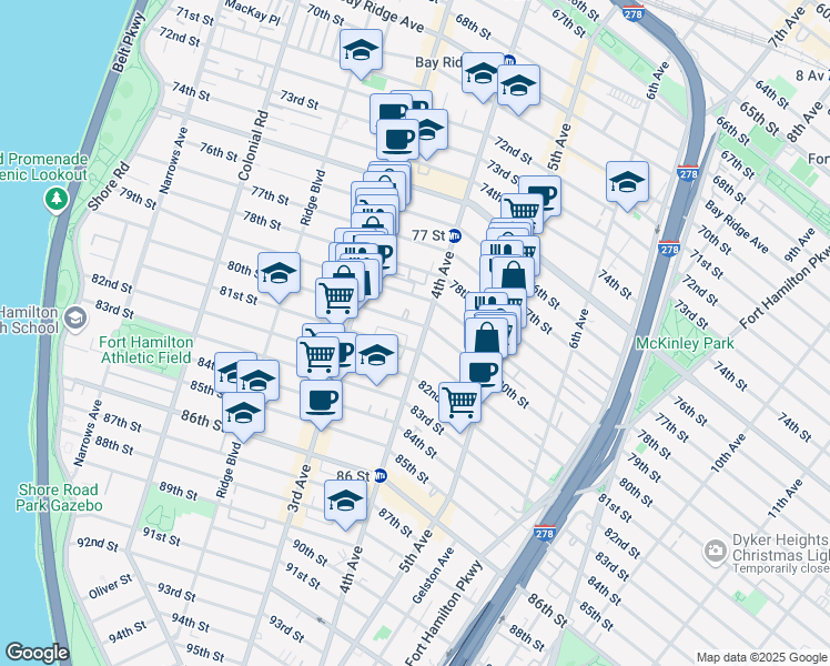 map of restaurants, bars, coffee shops, grocery stores, and more near in Brooklyn