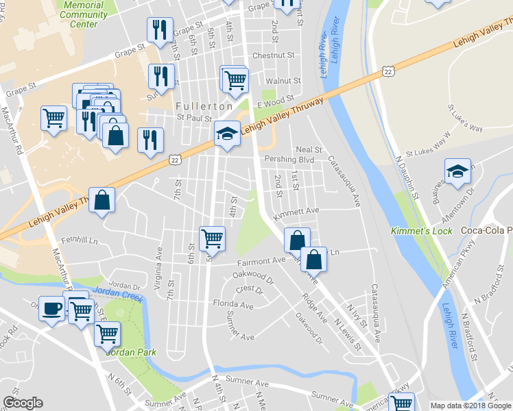 map of restaurants, bars, coffee shops, grocery stores, and more near 316 Calvert Street in Whitehall