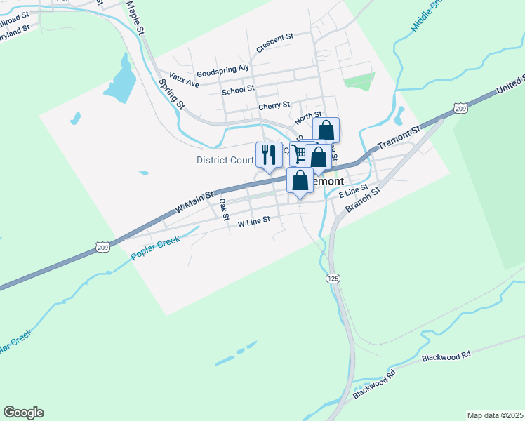map of restaurants, bars, coffee shops, grocery stores, and more near 117 West Laurel Street in Tremont