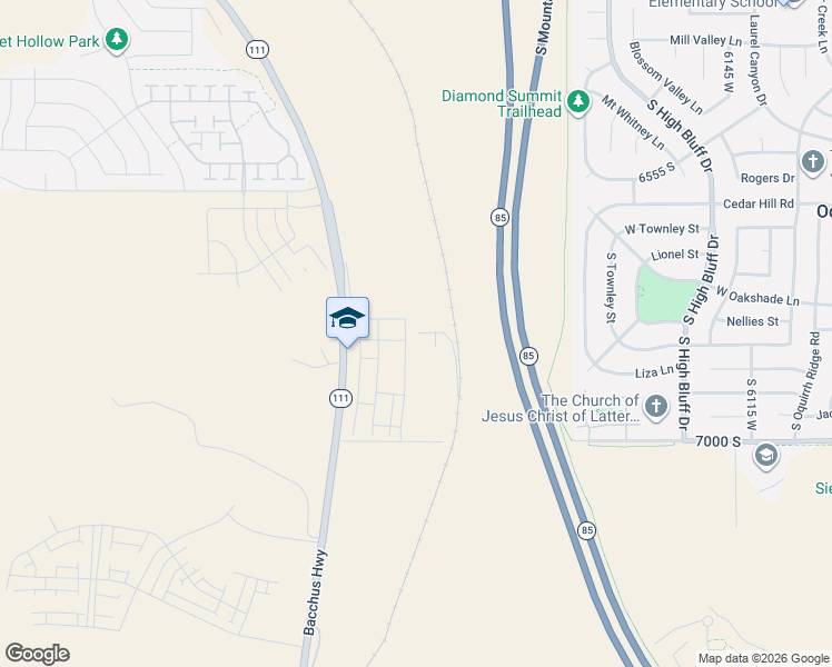 map of restaurants, bars, coffee shops, grocery stores, and more near 6828 South Mount Berry Road in West Jordan