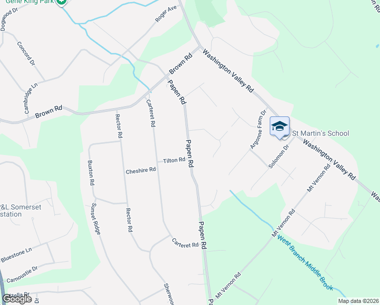map of restaurants, bars, coffee shops, grocery stores, and more near 1020 Papen Road in Bridgewater Township