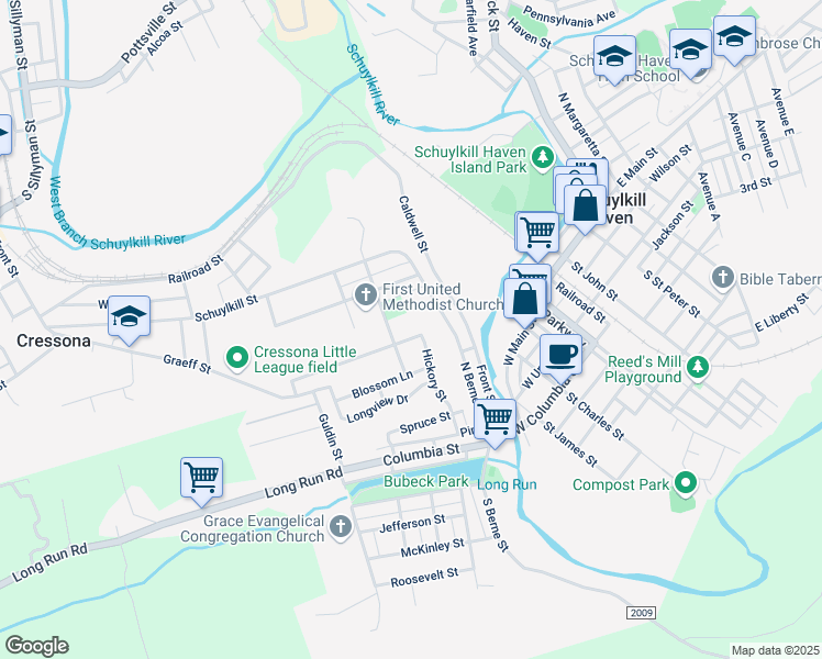 map of restaurants, bars, coffee shops, grocery stores, and more near 417 Hillcroft Avenue in Schuylkill Haven