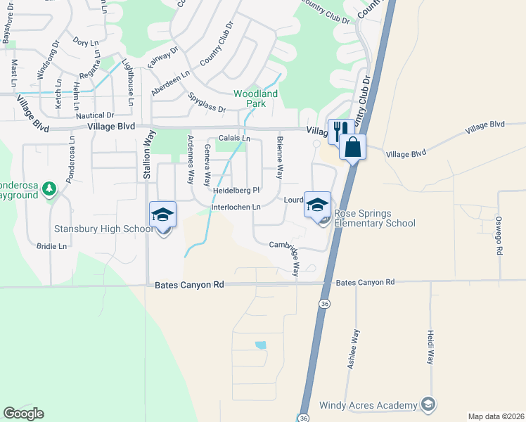 map of restaurants, bars, coffee shops, grocery stores, and more near 302 Interlochen Lane in Stansbury Park