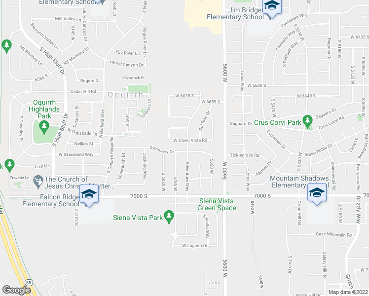 map of restaurants, bars, coffee shops, grocery stores, and more near 5752 Discovery Drive in West Jordan