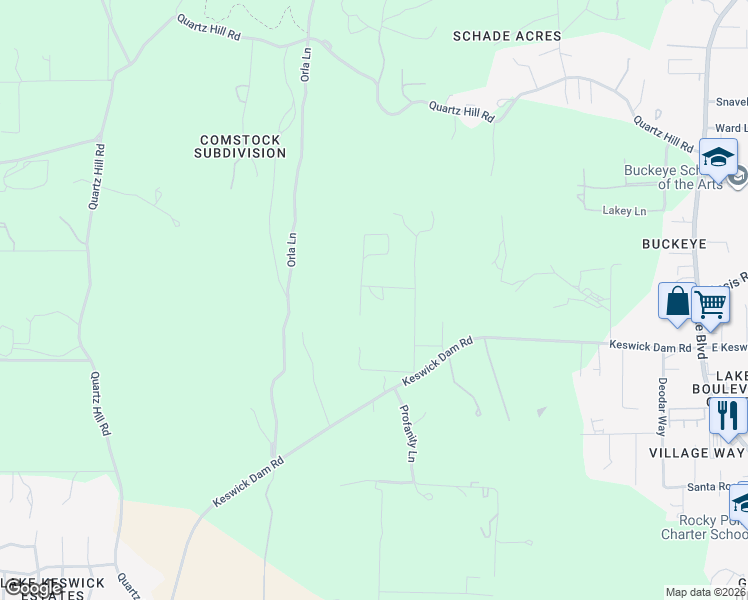 map of restaurants, bars, coffee shops, grocery stores, and more near 11700-11760 Nash Road in Redding