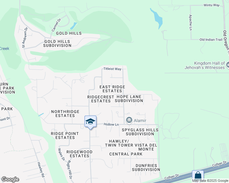map of restaurants, bars, coffee shops, grocery stores, and more near 19358 Carnegie Court in Redding
