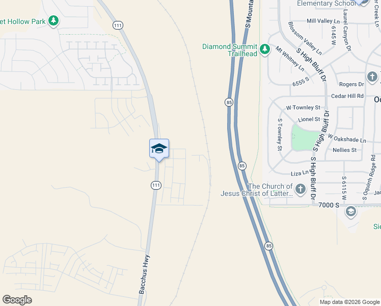 map of restaurants, bars, coffee shops, grocery stores, and more near 6816 South Mount Berry Road in West Jordan