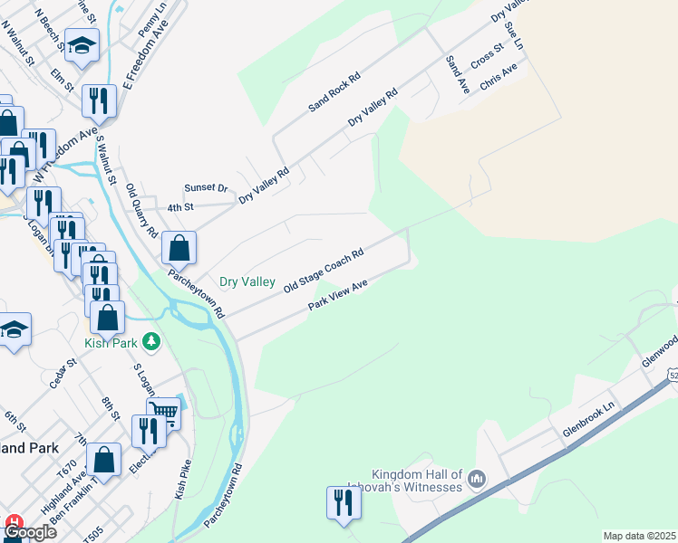 map of restaurants, bars, coffee shops, grocery stores, and more near 150 Old Stage Coach Road in Lewistown