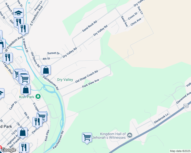 map of restaurants, bars, coffee shops, grocery stores, and more near 172 Old Stage Coach Road in Lewistown