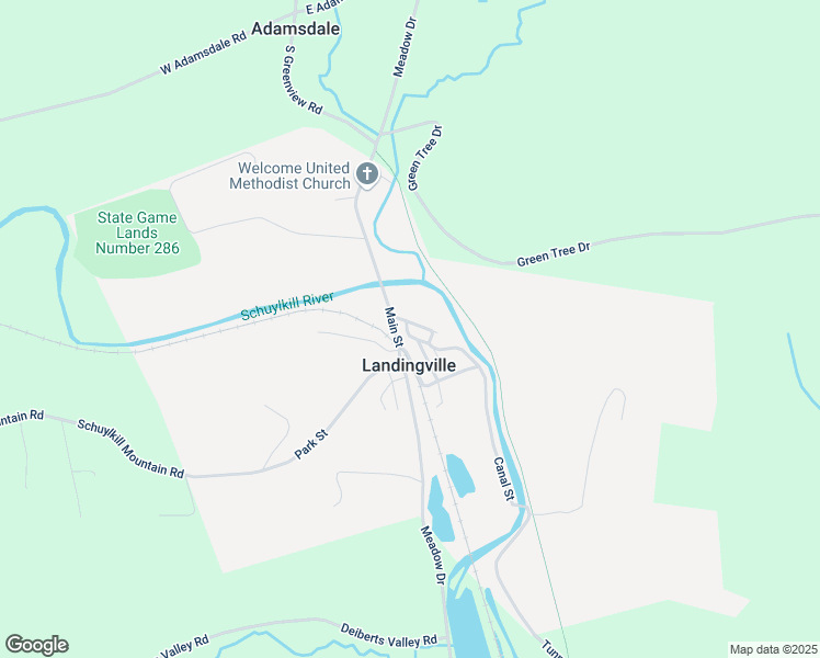 map of restaurants, bars, coffee shops, grocery stores, and more near 102 Canal Street in Landingville