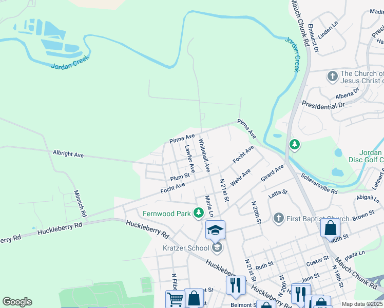 map of restaurants, bars, coffee shops, grocery stores, and more near 2064 Grape Street in Allentown