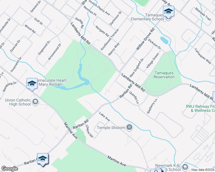 map of restaurants, bars, coffee shops, grocery stores, and more near 2115 Gamble Road in Scotch Plains