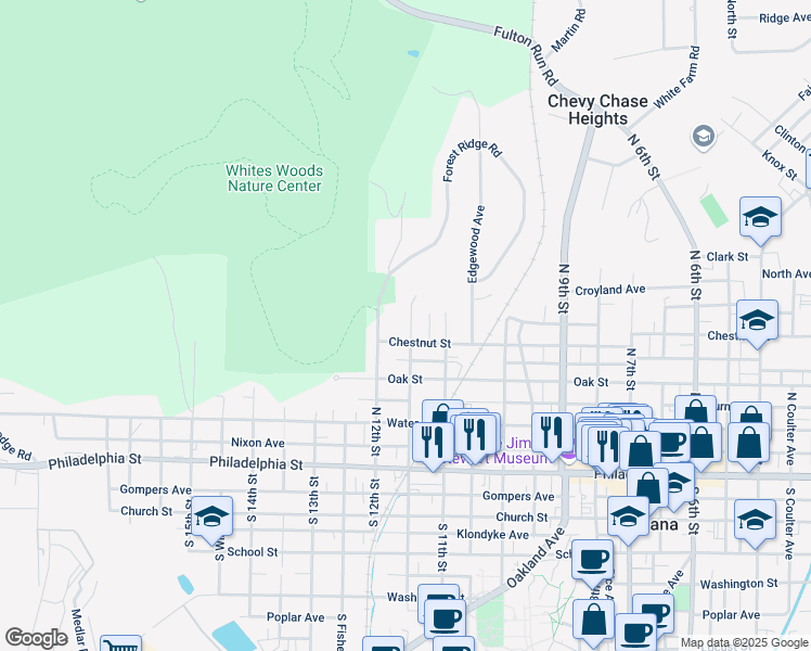 map of restaurants, bars, coffee shops, grocery stores, and more near 312 North Station Avenue in Indiana